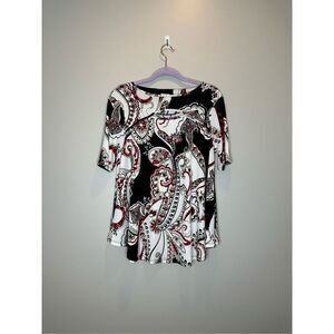 Chico’s Paisley Charm Peek-a-boo Top Size 0 Small